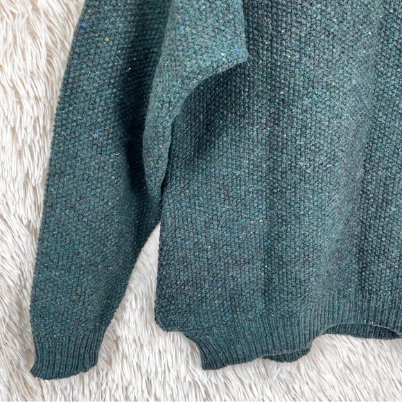 Orvis Vintage Wool Mix Tweed Sweater Mens L Pockets Green Quarter Zip Pullover - Picture 12 of 16